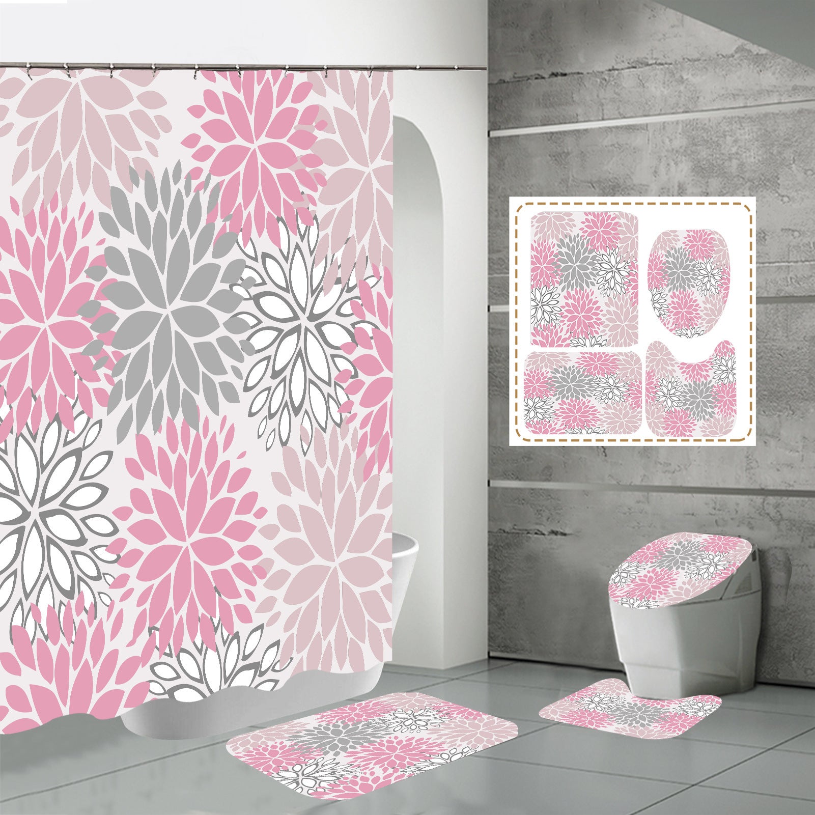 3D HD Digital Printing Bathroom Shower Curtain