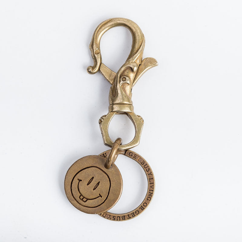 Retro Creative Handmade Pure Brass Pattern Keychain