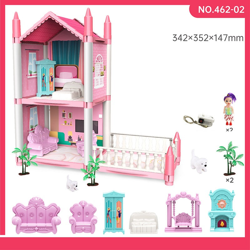 Girl Play House Assemble Diy Toy Cottage Villa Castle Model