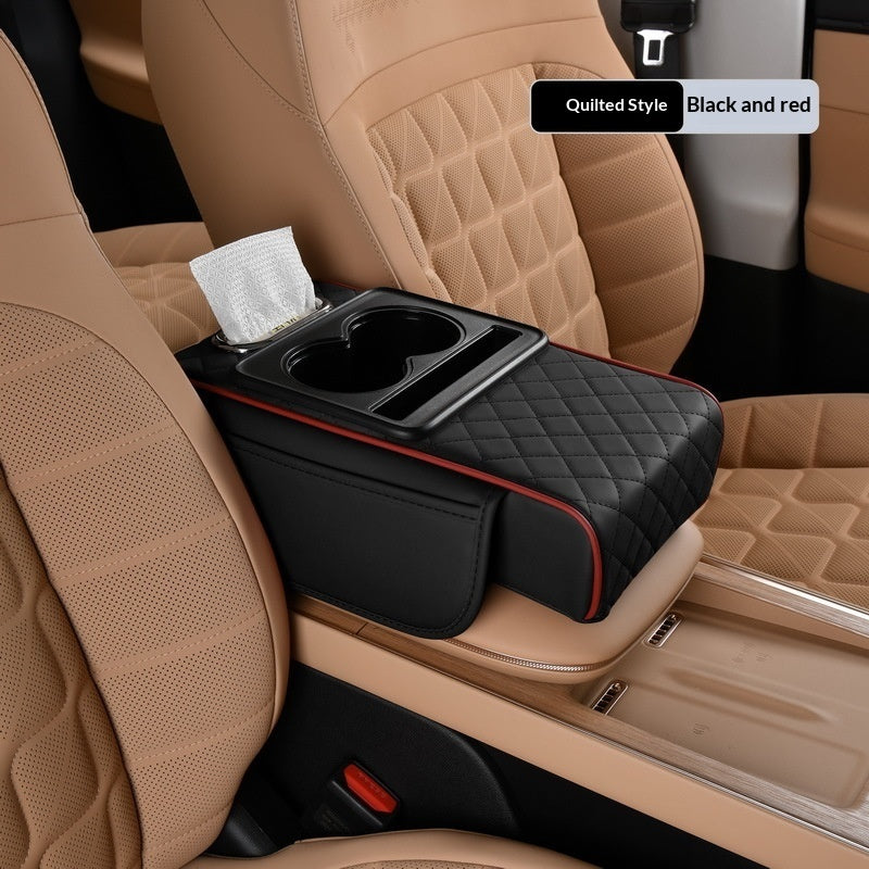 Car Armrest Box Booster Mat, Car Center Armrest Box Mat, Tissue Box Storage Bag, Cup Holder, Four-in-one