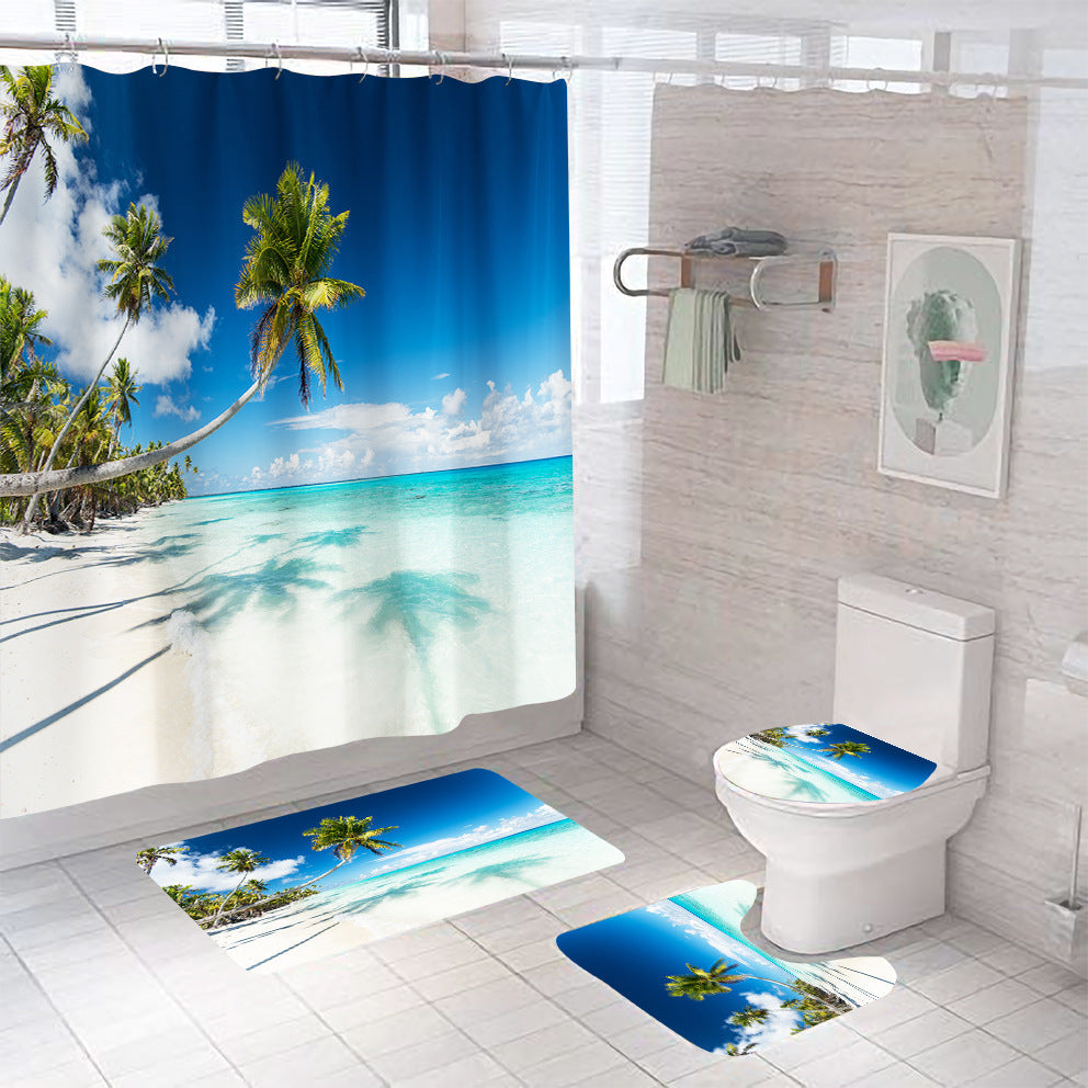 Mildew-proof Bathroom Shower Curtain Set Of Four