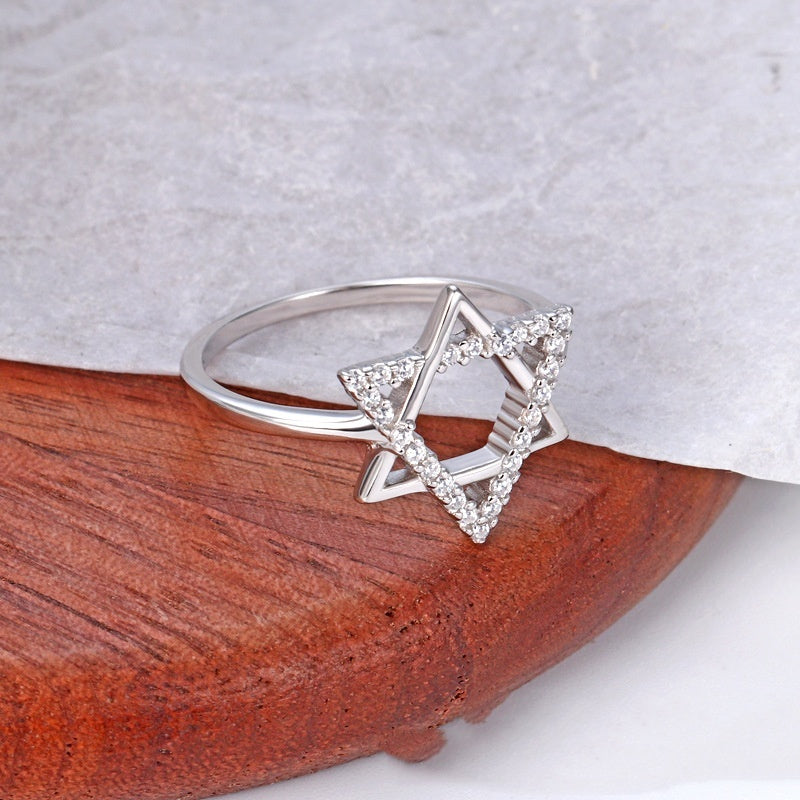 Sterling Silver Belief Hexagonal Mango Ring Ring