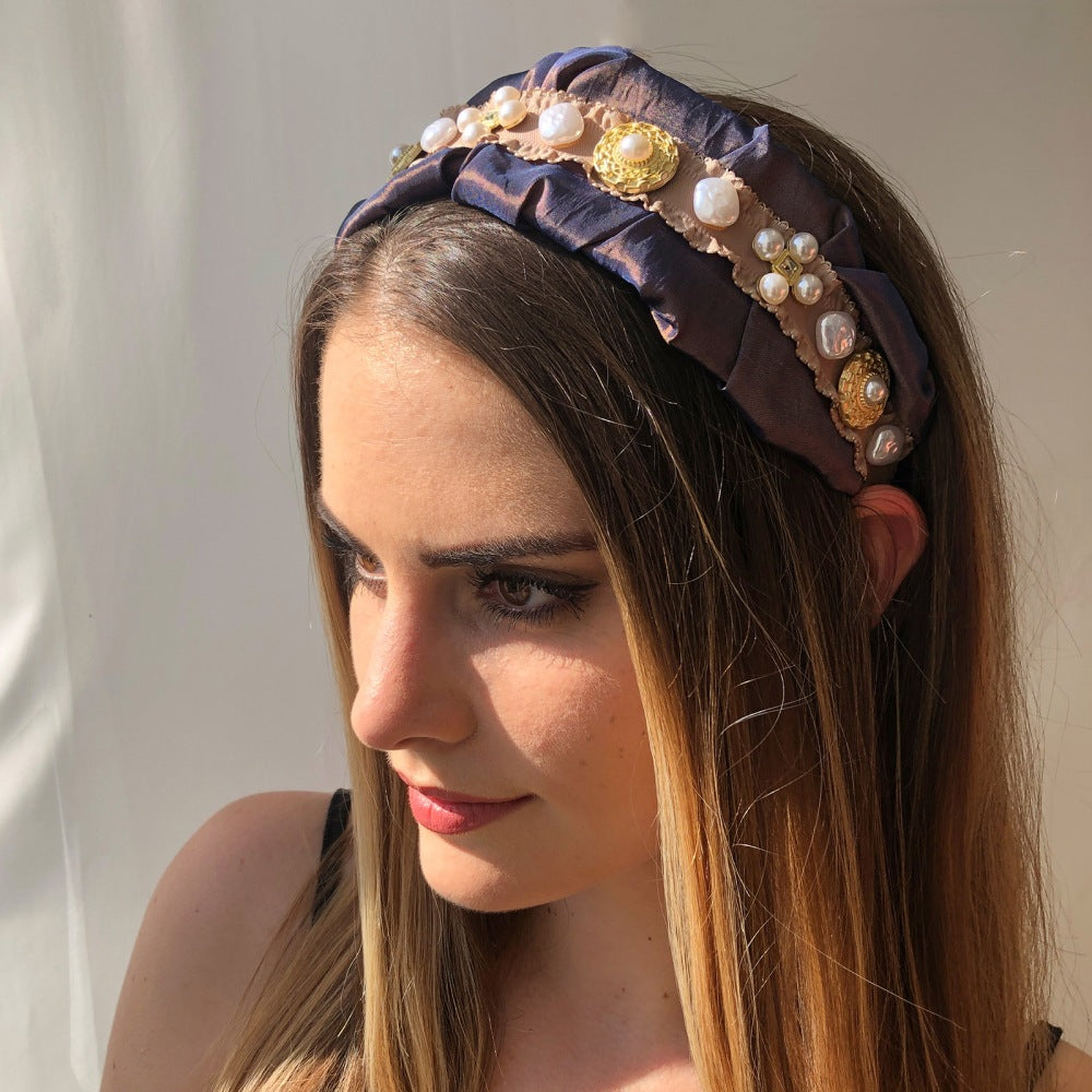 Ins Retro Style Creative Imitation Pearl Press Hair Headband