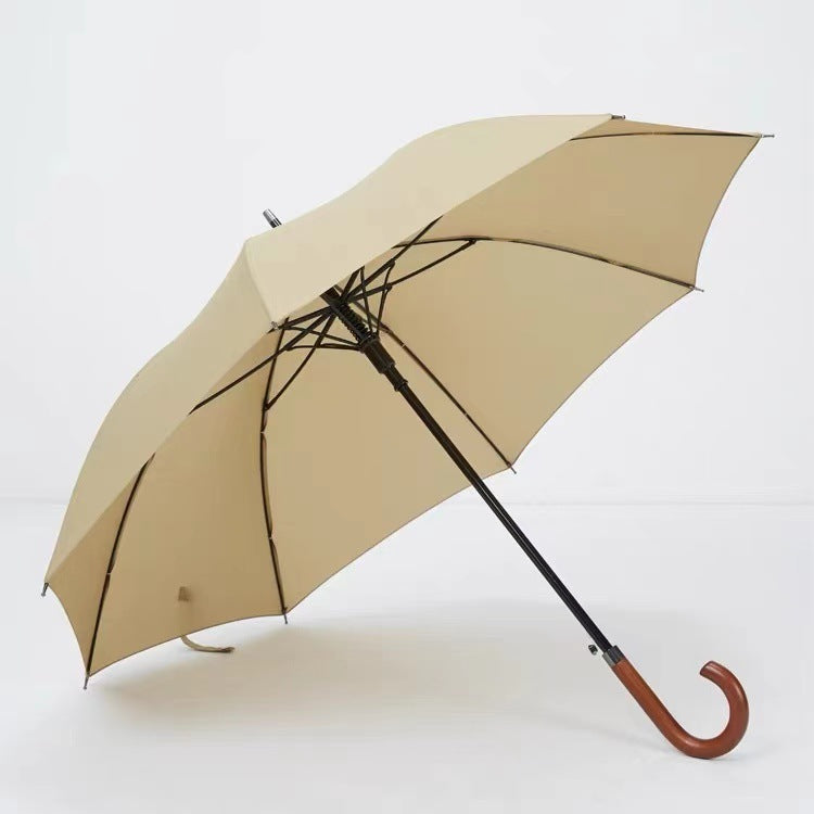 British Retro Business Umbrella Wooden Handle Straight Automatic Umbrella