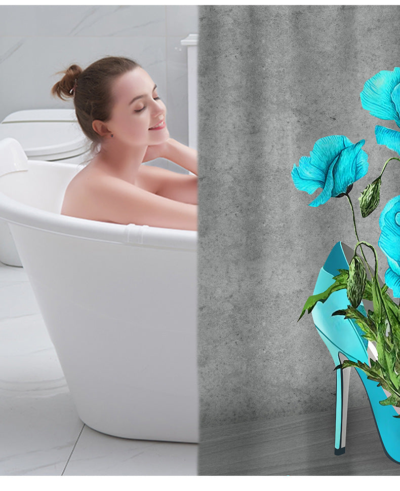 Floral Printing Series Polyester Shower Curtain
