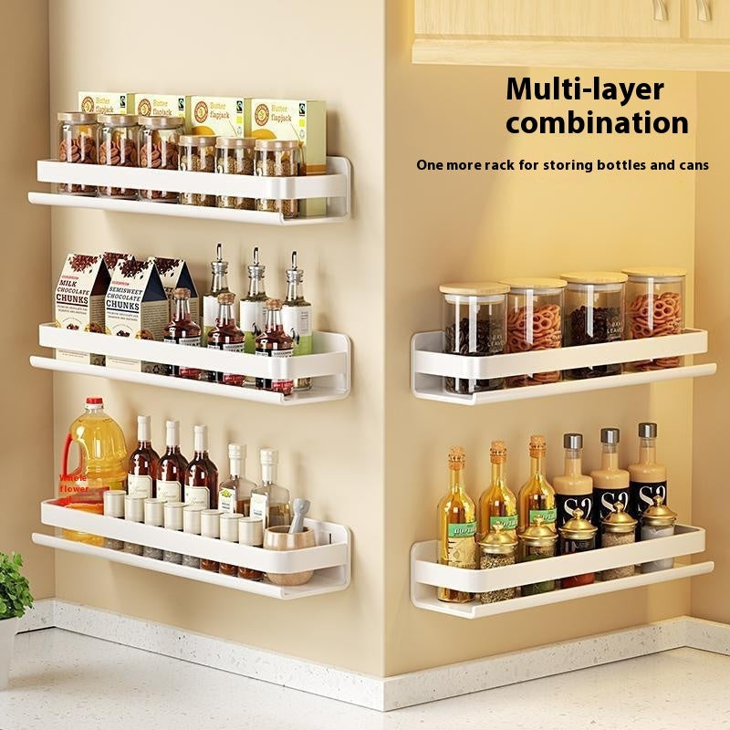 Milk White Kitchen Rack Seasoning Rack Punch-free Wall Hanging