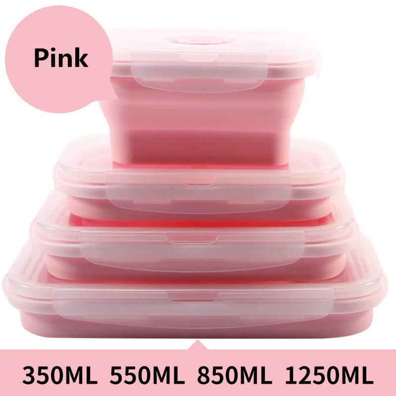 Square Silicone Folding Lunch Refrigerator Storage Box