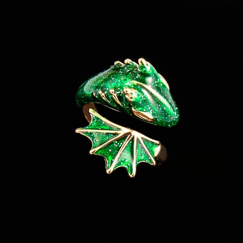 Boho Blue Green Pink Red Dragon Wing Adjustable Rings For Women