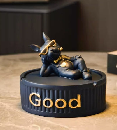 Bulldog Decoration With Cover Fly Ash Proof Ashtray