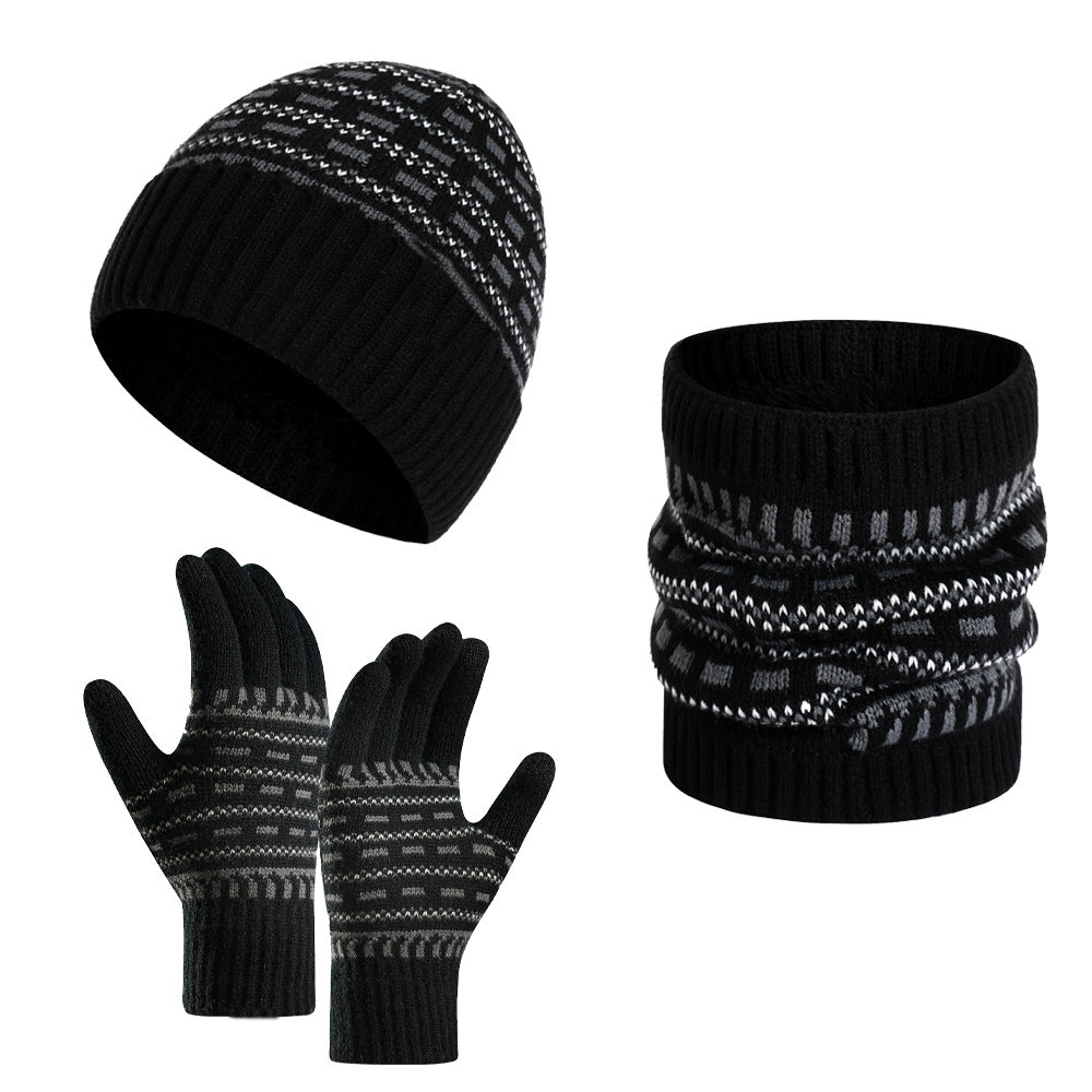 Men's Casual Warm Knitted Hat Set