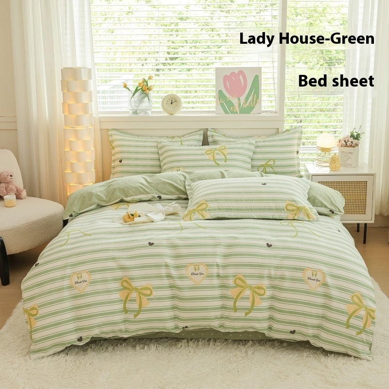 Four Seasons Woolen Cotton Four-piece Quilt Cover Bed Sheet Dormitory Set