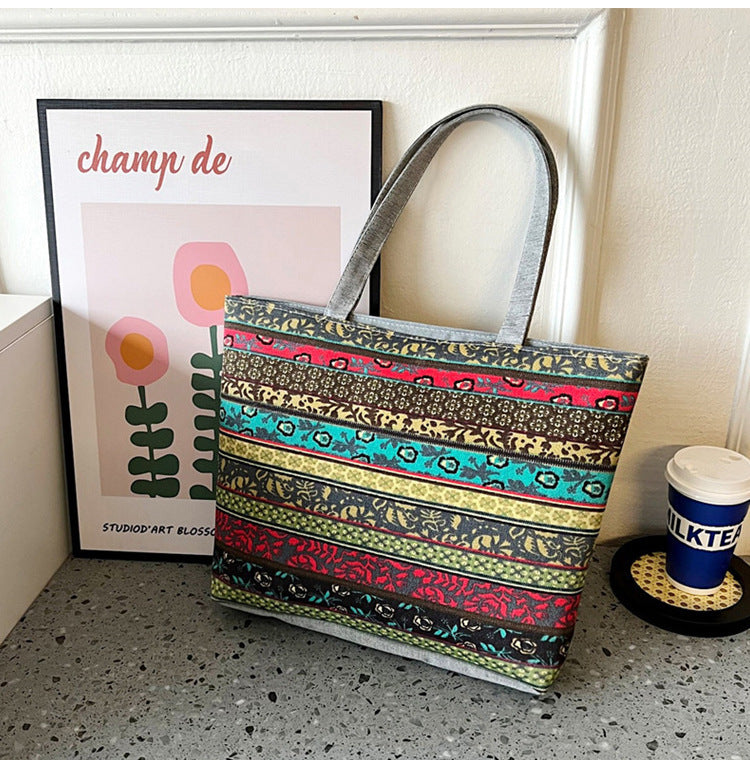 Canvas Large Capacity Ladies Print Tote Bag