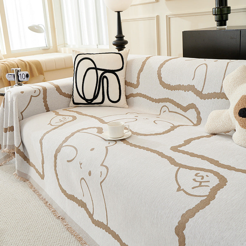 Cartoon Cute Bear Sofa Cover Cloth Anti-scratching