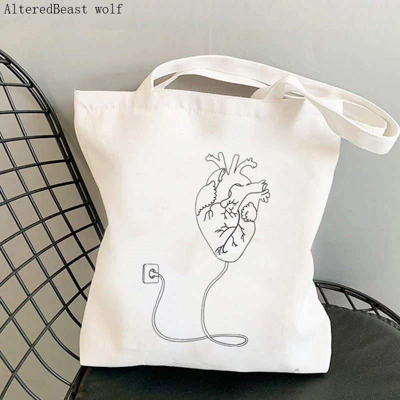 Zipper Polyester Cotton Canvas Shopping Tote Bag