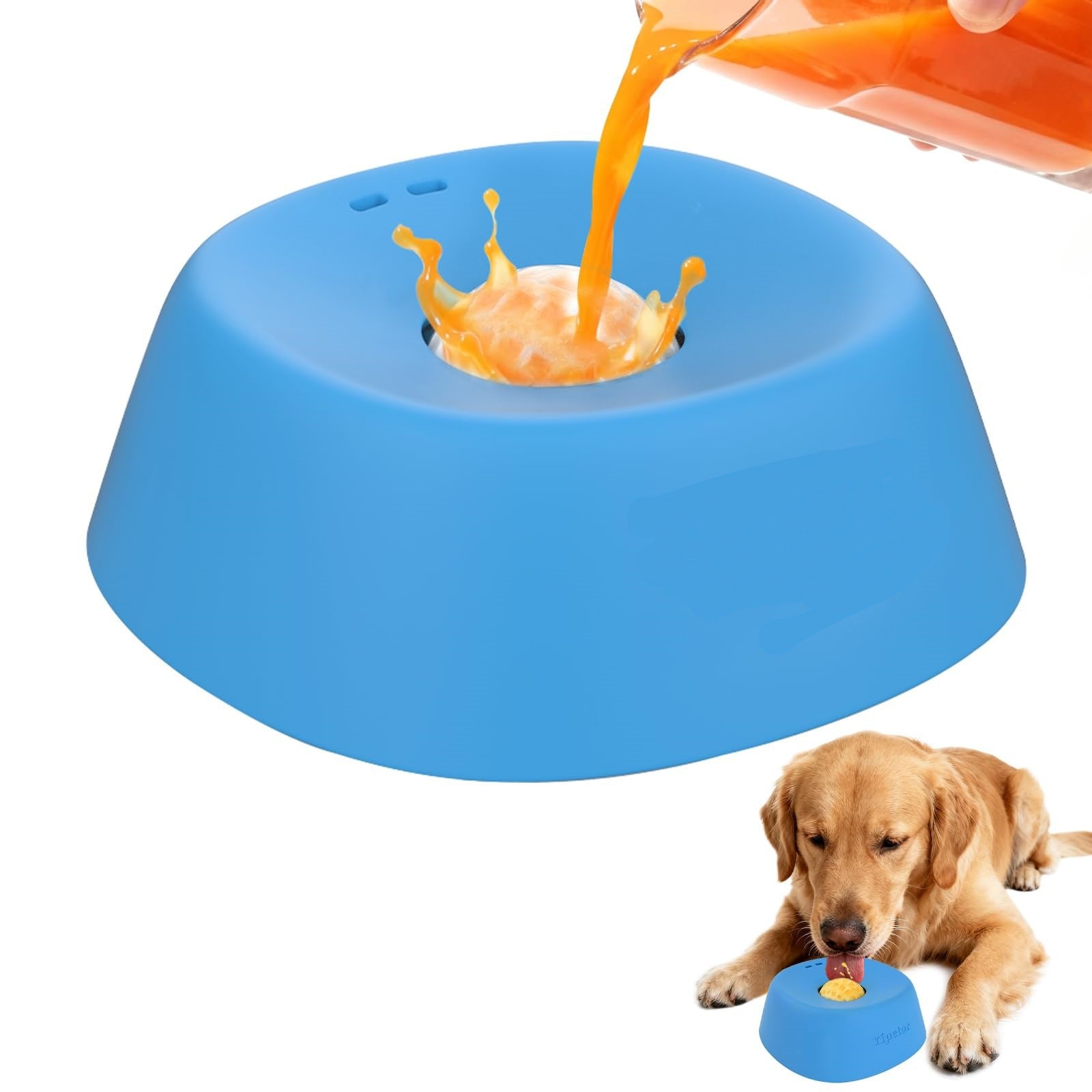 Gamelle anti-glisse sphérique pour animaux de compagnie, gamelle anti-étouffement pour chiens, jouet à lécher pour friandises liquides, bouillon d'os, yaourt