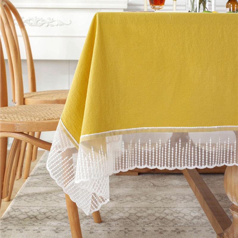 French Romantic Solid Color Cotton Meteor Shower Lace Tablecloth
