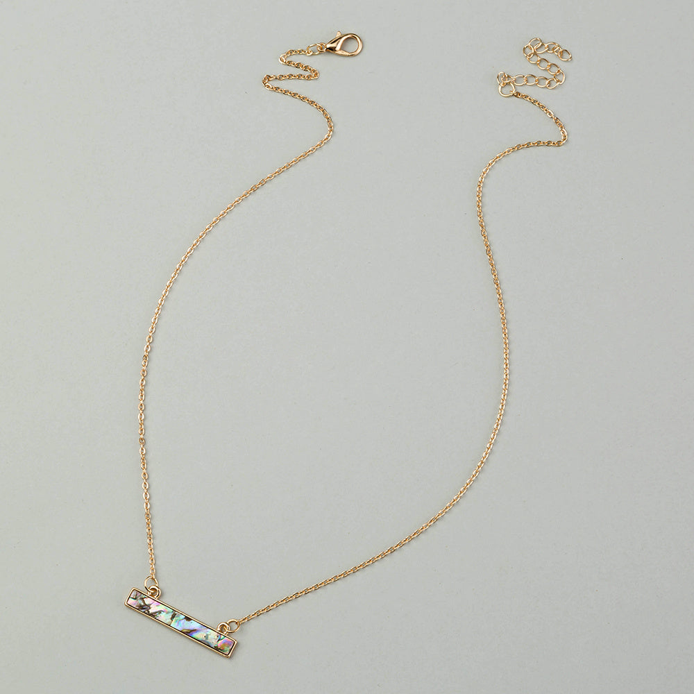 Personality summer beach minimalist style wild long strip color abalone shell necklace ins female