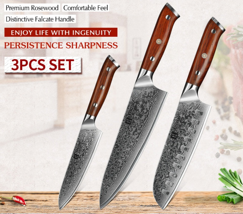 Ebony Handle Damascus Steel Knife 8-inch Chef Knife