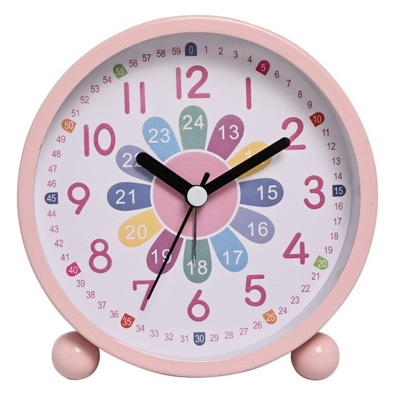 Metal Cartoon Children's Early Education Alarm Clock Mute Luminous Desk Clock Pointer Quartz Clock