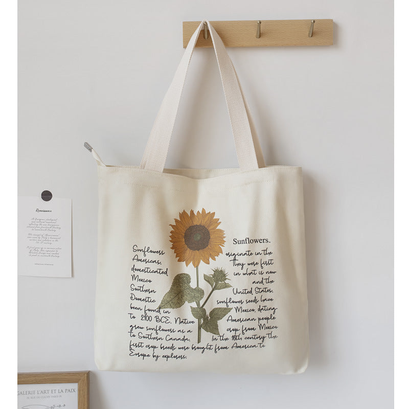 Literary And Retro Large-capacity Student Class Tote  Canvas Bag
