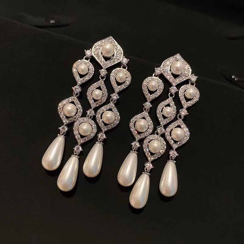 European And American Retro Exaggerated Long Fringe Earrings Female Water Drop