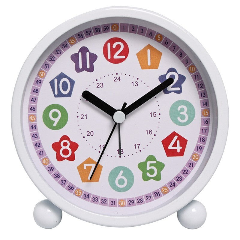 Metal Cartoon Children's Early Education Alarm Clock Mute Luminous Desk Clock Pointer Quartz Clock