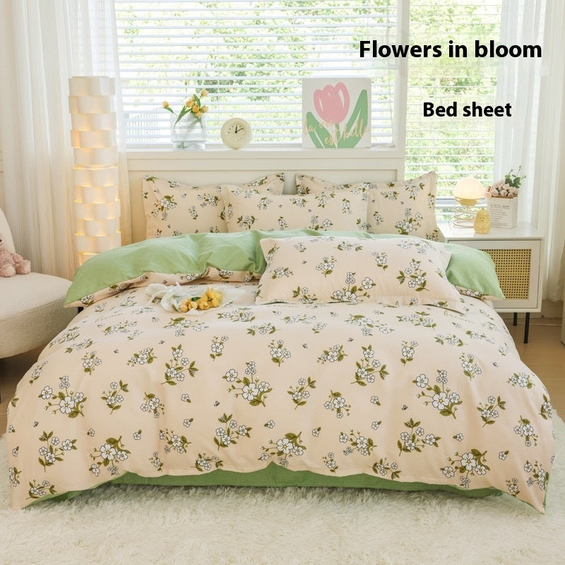 Four Seasons Woolen Cotton Four-piece Quilt Cover Bed Sheet Dormitory Set
