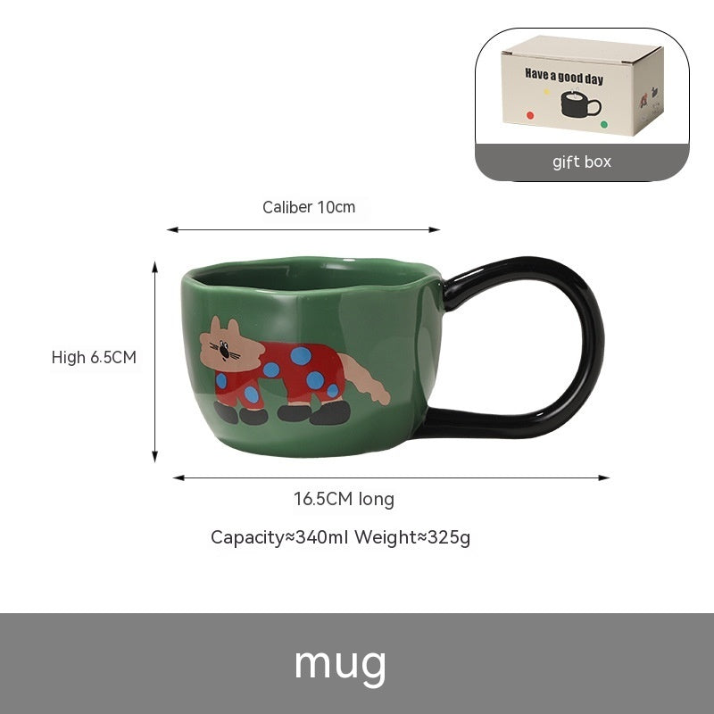 Cute Cartoon Milk Oatmeal Couple Coffee Mug Cup