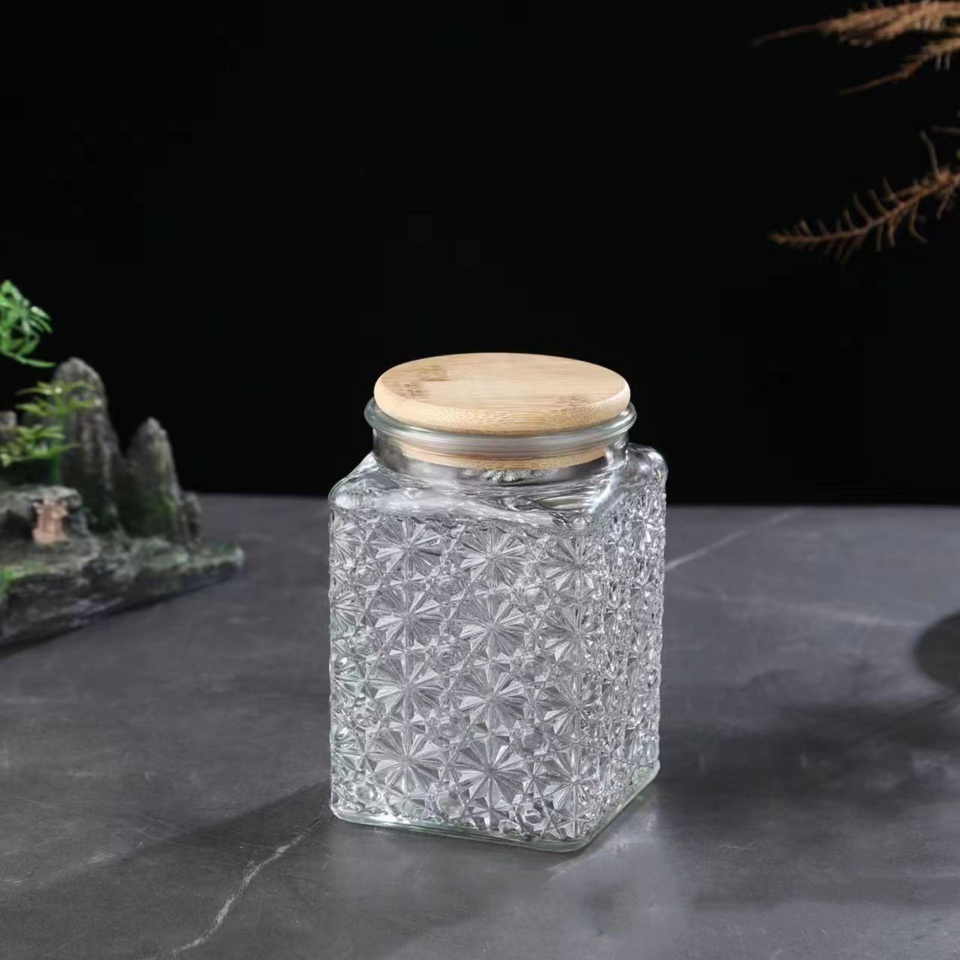Vintage Crabapple Flower Glass Sealed Jar Candy Snack Storage Jar
