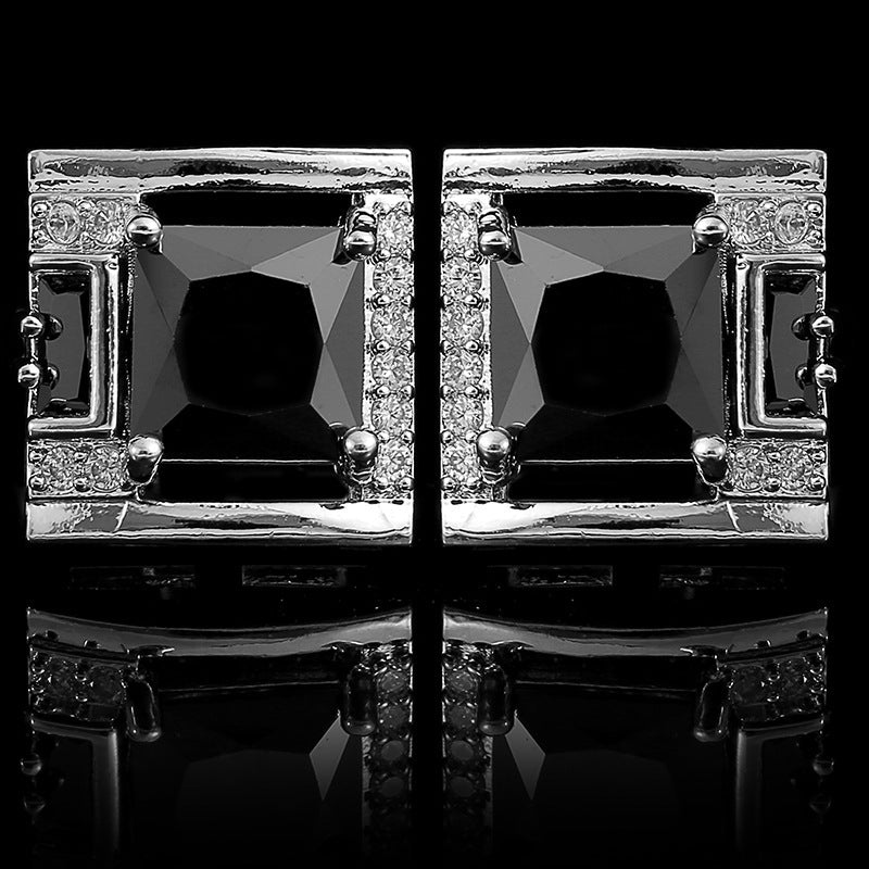 Tough Square Diamond Men's Cufflinks Light Luxury
