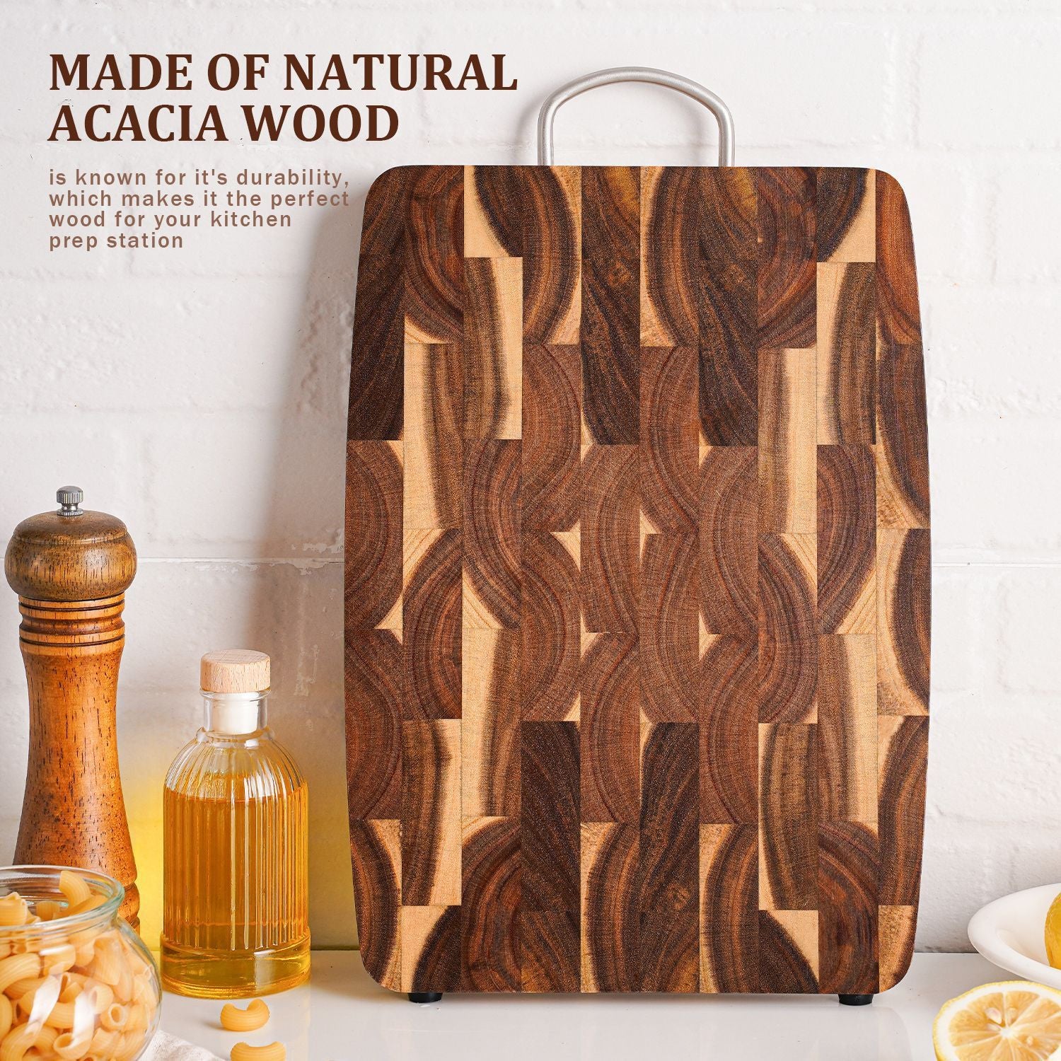 Household Kitchen Large Geometric Grid Splicing Acacia Mangium Chopping Board