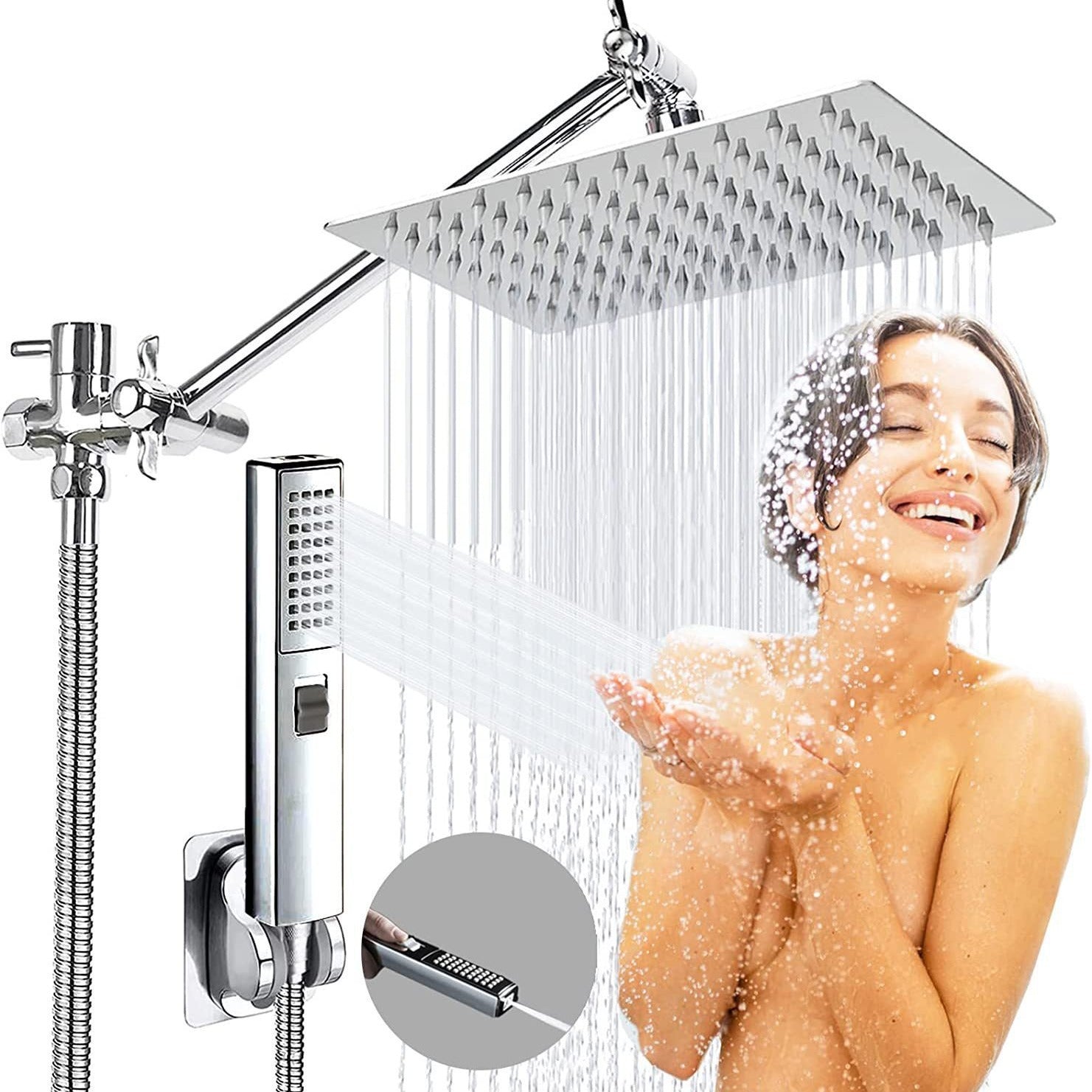 Bathroom Stainless Steel Pressurized Shower Head Set