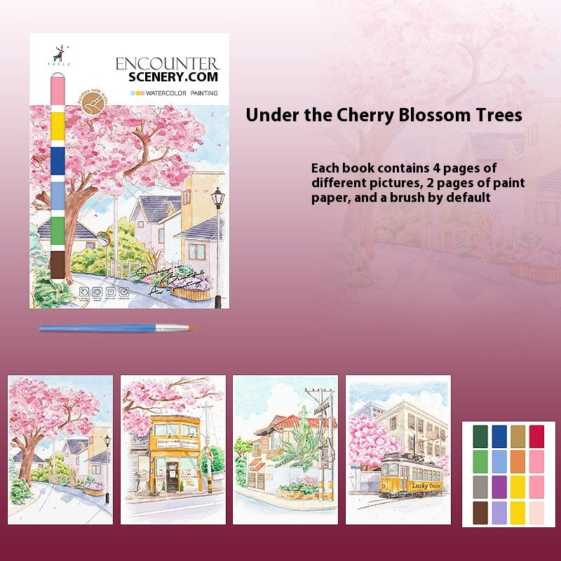 Creative Watercolor Decompression Color Filling Painting Book