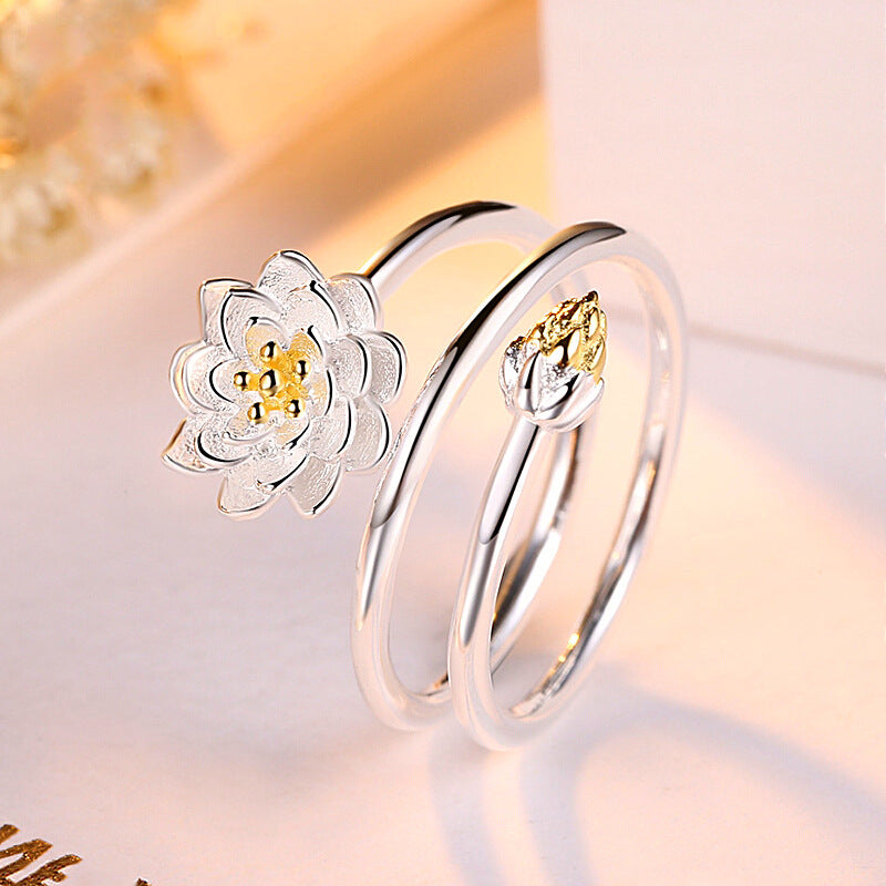 Fashion Simple And Creative Lotus Ring Female