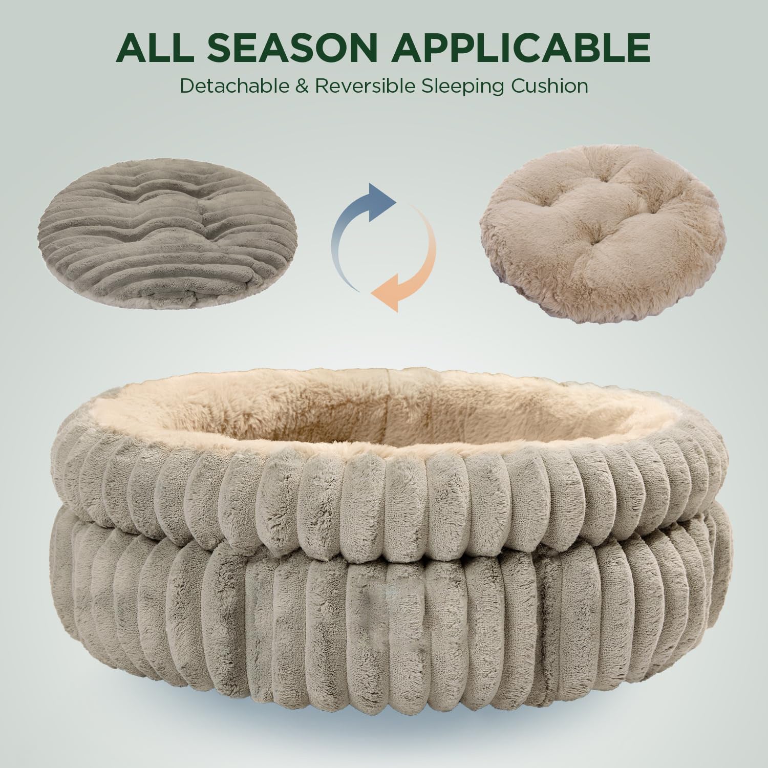 Lit pour chat, lit pour chaton, lits ronds lavables pour chats d'intérieur, lit pour animaux de compagnie en peluche super douce en fausse fourrure pour chiots et chatons avec fond antidérapant