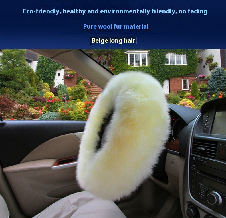 Pure Wool Car Steering Wheel Cover Three-piece Set