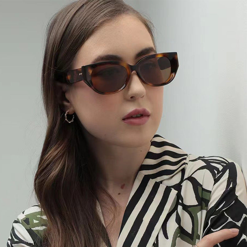 Leopard-Print Cat-Eye Sunglasses Womens UV-Protective Sun Glasses
