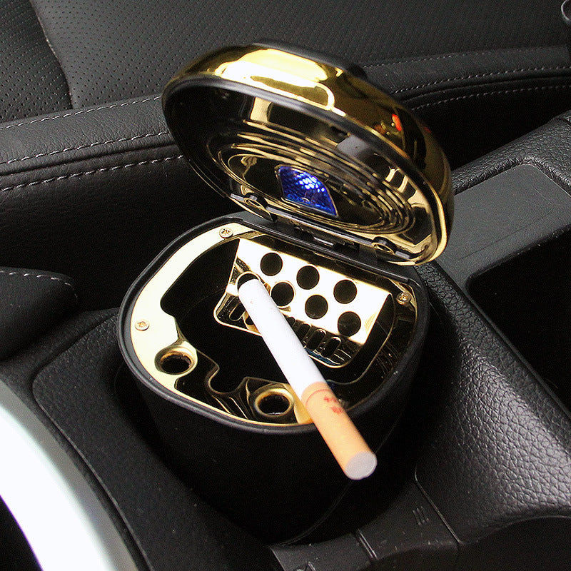 Accessoires de briquet push-pull Cendrier de voiture rechargeable par USB sans fumée et détachable Portable pour la maison Anti-odeur avec couvercle et lumière LED bleue