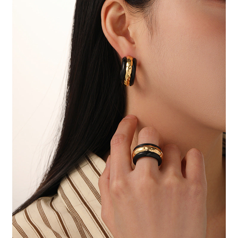 Niche Exaggerated And Personalized Texture Sterling Silver Needle Earrings