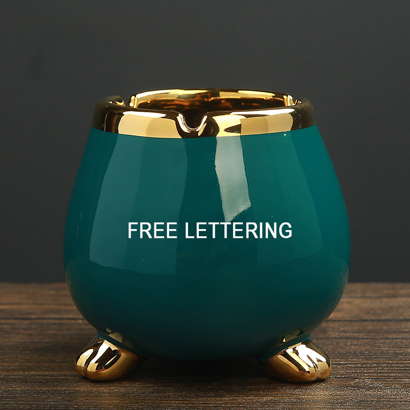 Ceramic Ashtray Creative Household Trend Windproof And Fly Ash Office Living Room Personality Big Ashtray