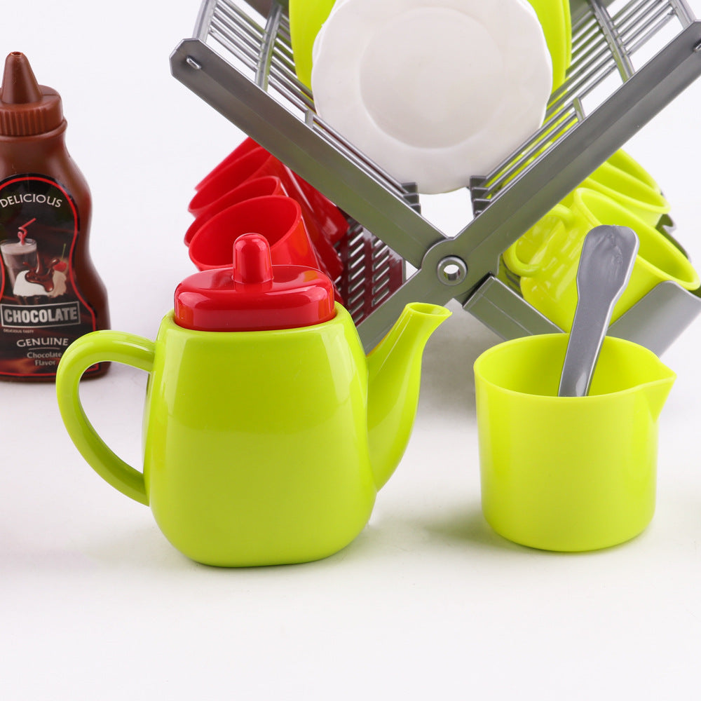 Children's Play House Kitchen Bowl Rack Teapot Combination Toy