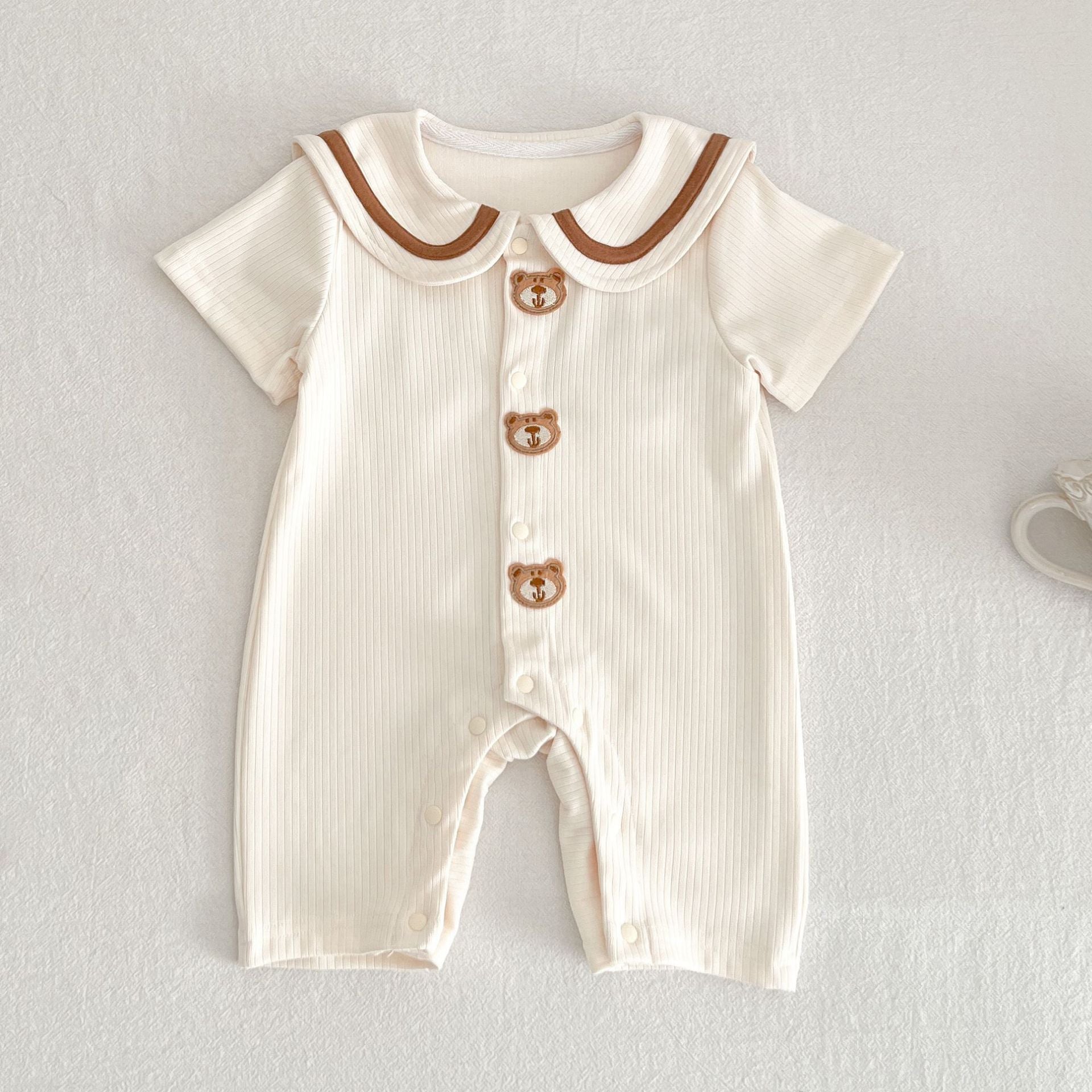 Baby Bear Rabbit Ear Jumpsuit Summer Sunken Stripe Cotton Going Out Clothes
