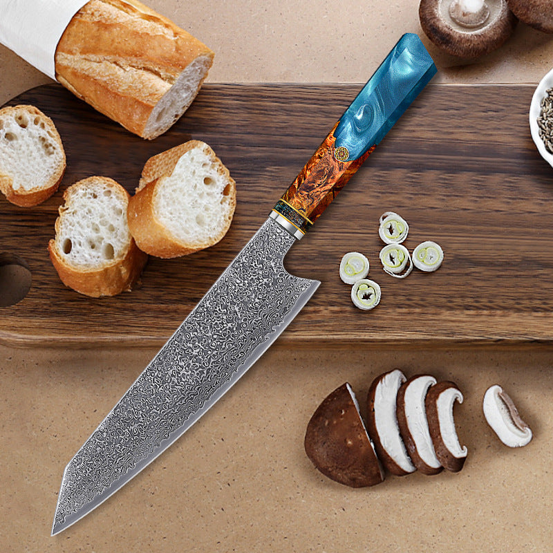 Lightweight Chef's Knife With Wood Resin Handle