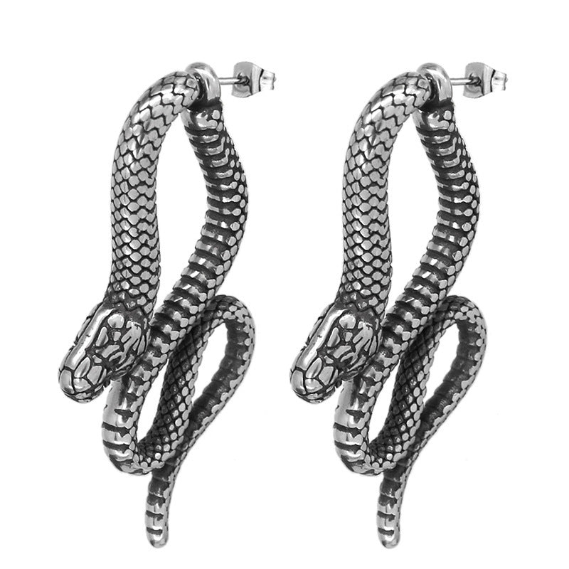 Serpentine Stud Earrings For Men And Women Titanium Steel