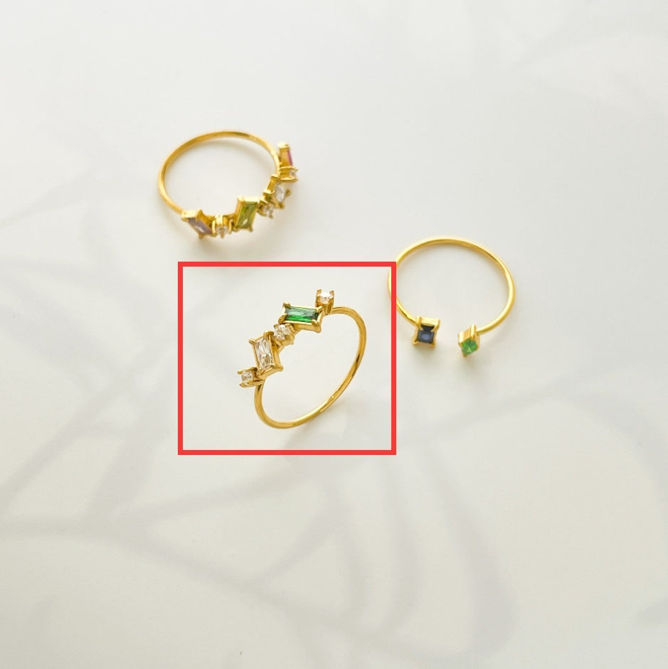 Titanium Steel Colorful Zircon Plated 18K Ring