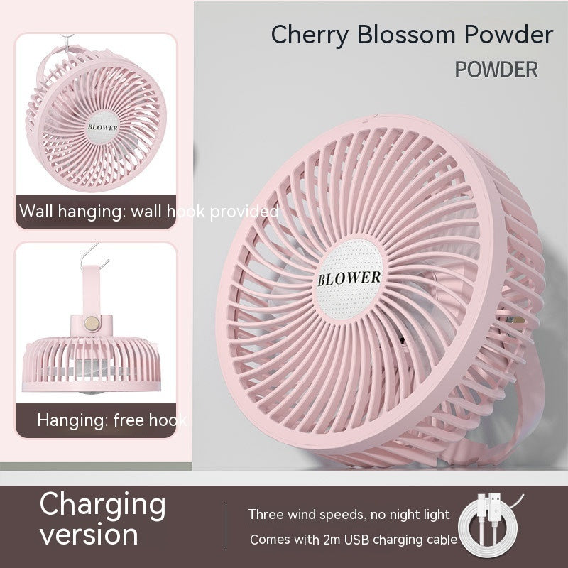 Small Electric Fan Rechargeable Night Light Portable Summer Cartoon Moving Student Bed Head Wall Desktop Mini