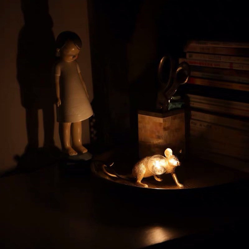 Lampe de Table Creative Nordique en Résine Souris Lumières LED Veilleuse Mini Lampes de Bureau Rat
