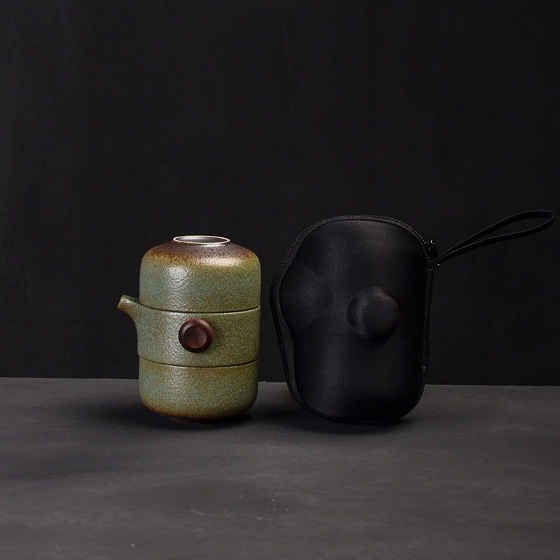 Black Pottery Quick Cup Single Travelling Tea Set