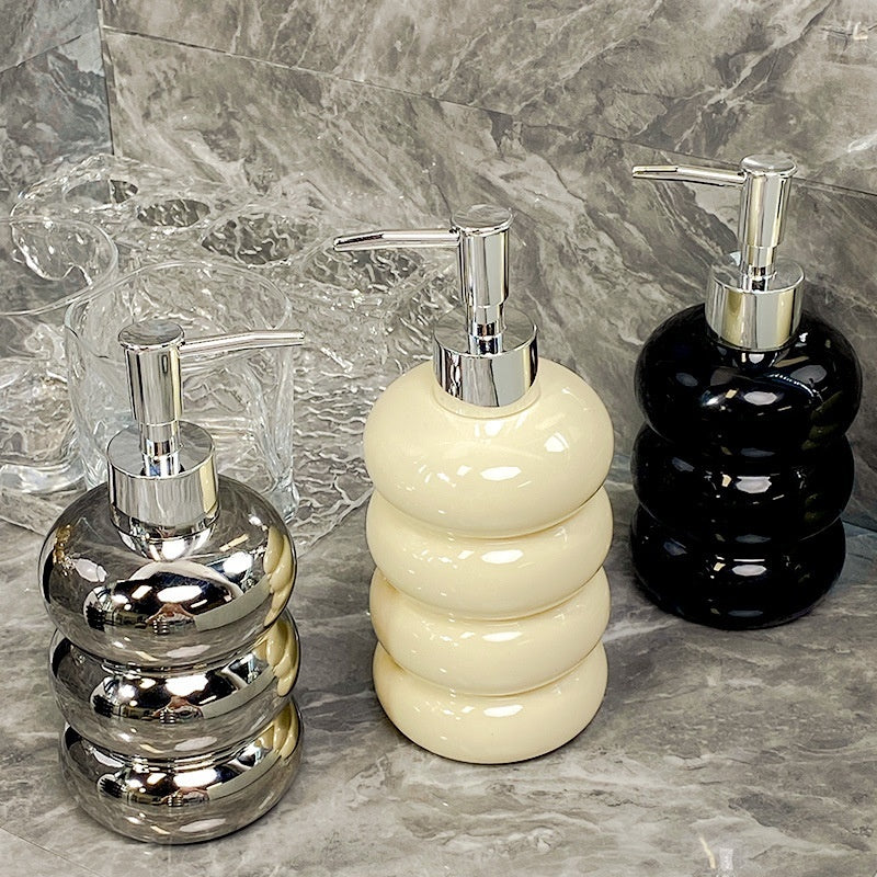 Ceramic Empty Bottle For Shower Gel Divided Into Bottles And Pressed