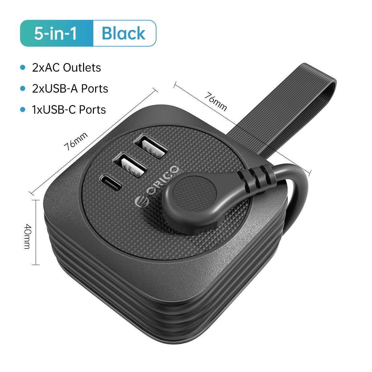Travel Power Strip With USB Porous Charging Portable Storage